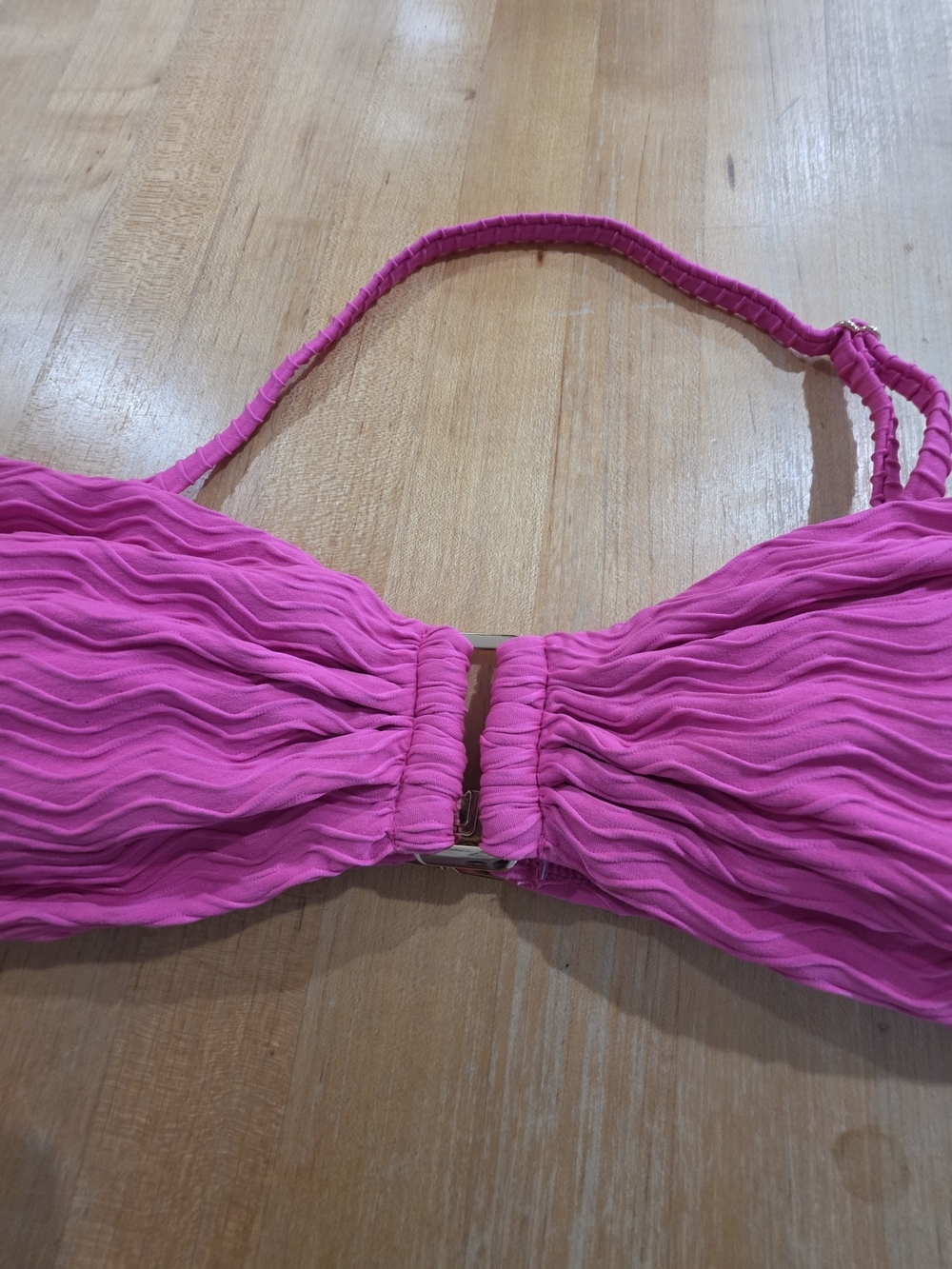 Milly Hot Pink Wavy Bandeau Swim Top Size L - Picture 3 of 6